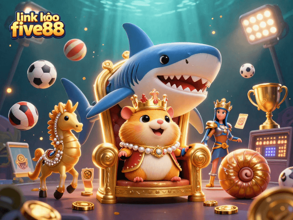 Engage with link vào five88 at this vibrant casino scene featuring a hamster king and dynamic gaming elements.