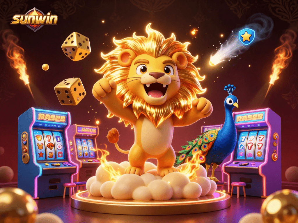 Play exciting games at sunwin with the roaring sun lion and golden dice for winning moments.