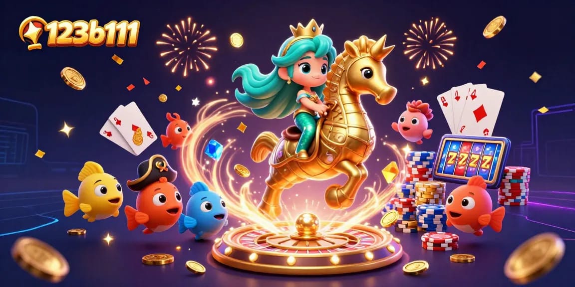 Experience thrilling wins at 123b111 with vibrant mermaid princess and playful fish in a casino adventure.