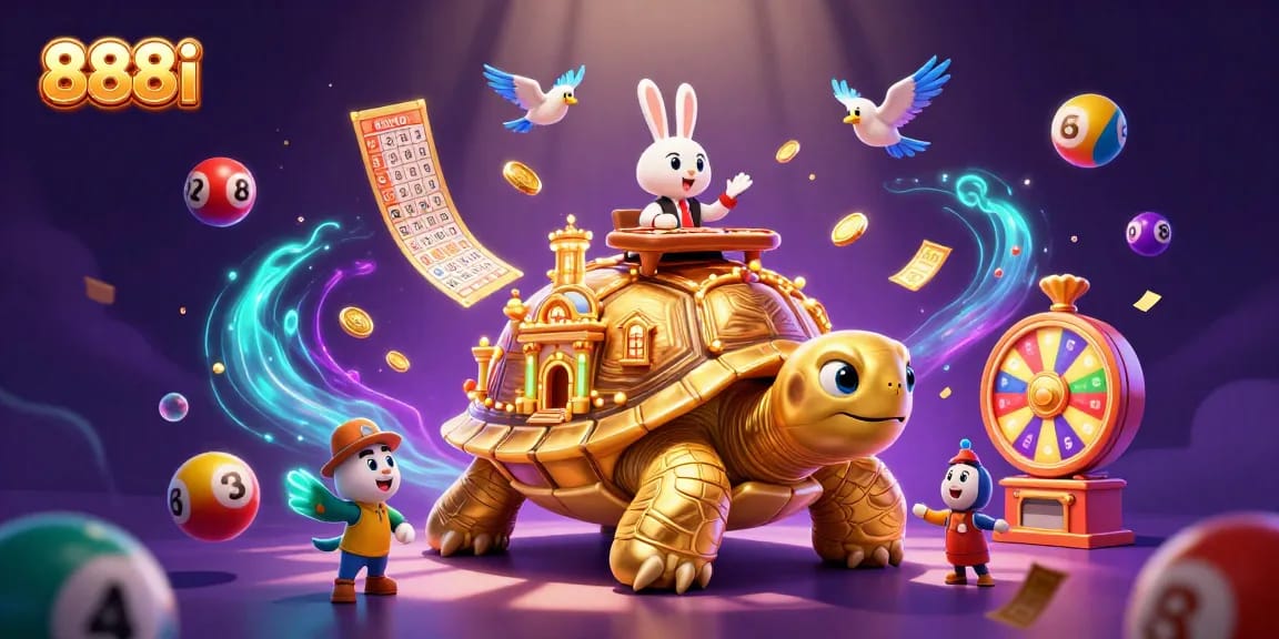 Experience the excitement of 888i with lively illustrations of vibrant games and characters.
