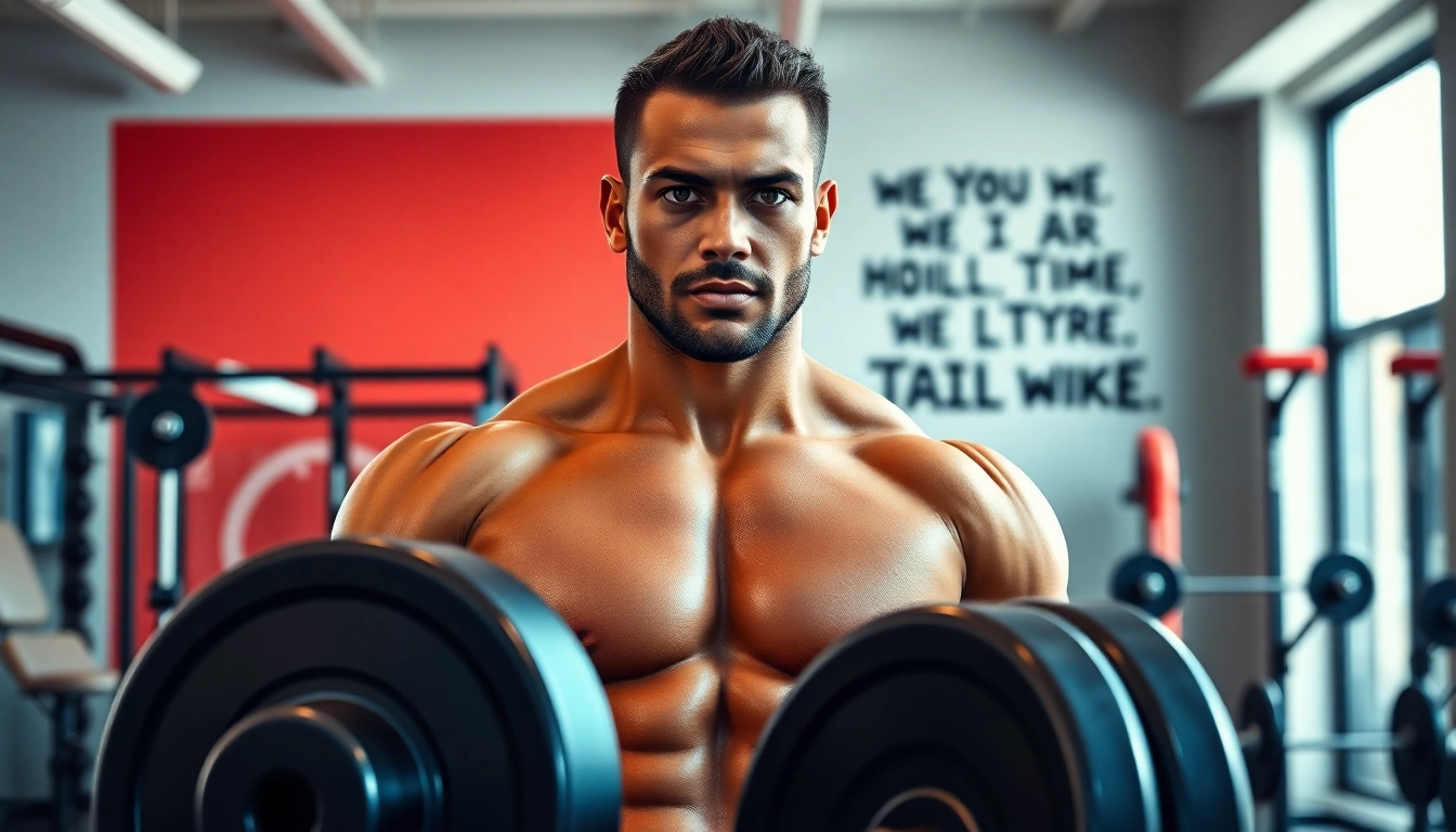 Proviron kaufen: Fitness-model showcasing strength training in a bright gym environment
