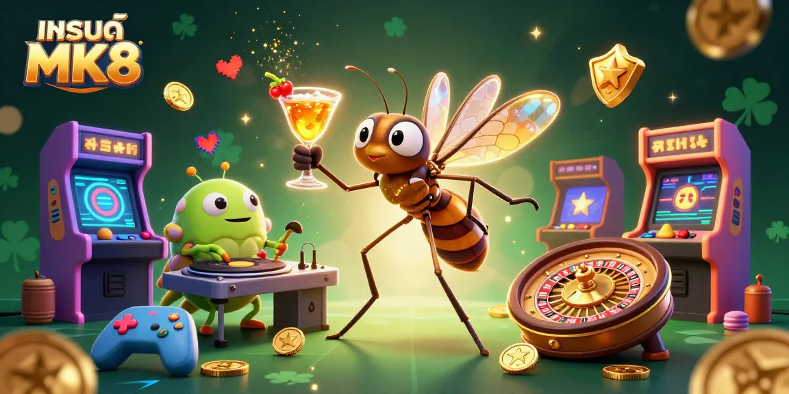 Experience thrilling gaming action with แบรนด์ MK8 in a vibrant casino environment featuring unique characters.