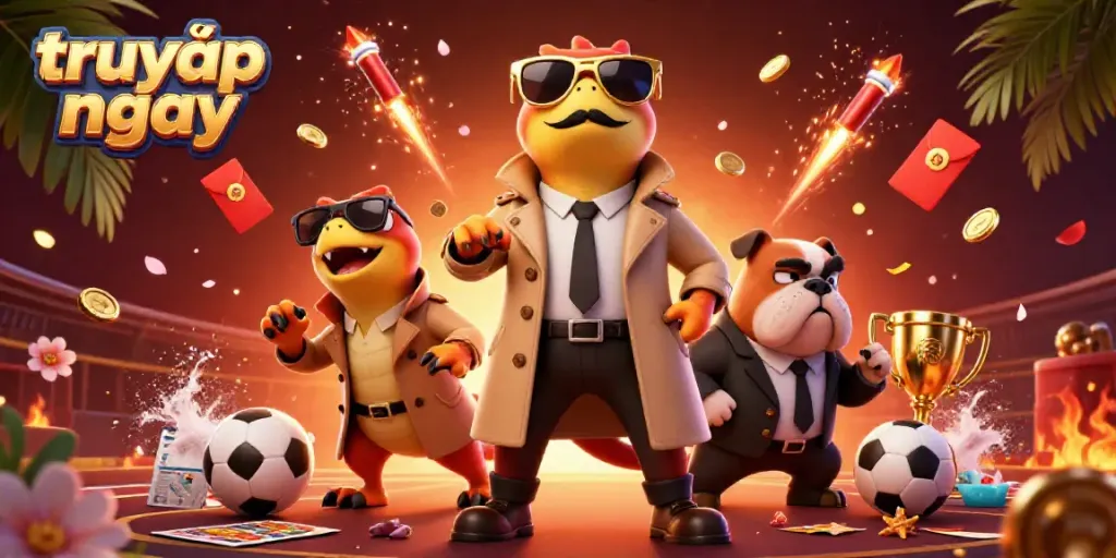 Experience the thrill of sports betting with truy cập ngay, as three cartoon raptors attempt to enter a VIP casino lounge.