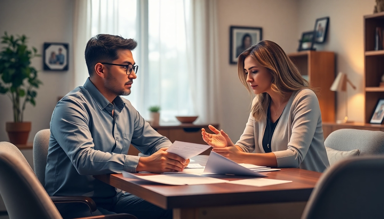 Hausverkauf bei Scheidung: A couple discussing the sale of their house during divorce.