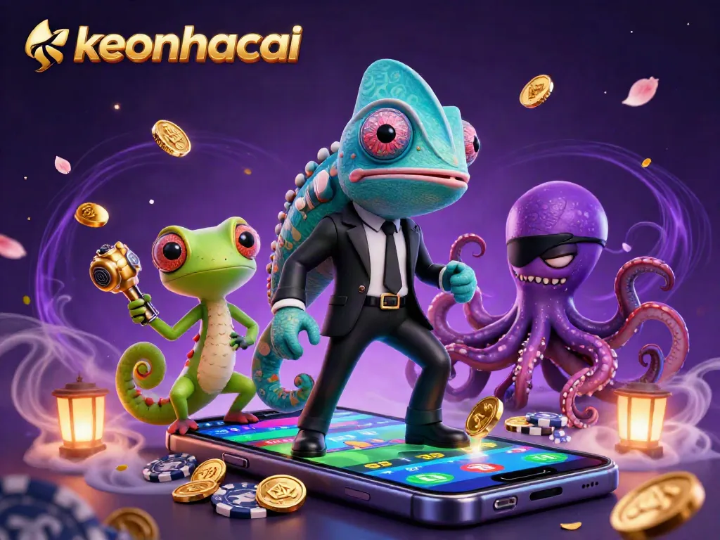 Engage with keonhacai's thrilling sports betting scene featuring dynamic characters and vibrant gaming elements.