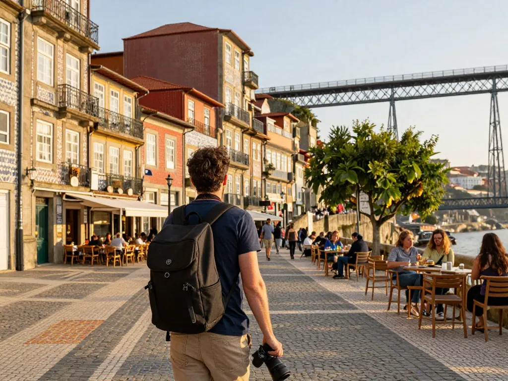 Reisetipps Porto: Die lebendigen Straßen während der goldenen Stunde mit ikonischen Sehenswürdigkeiten erkunden.