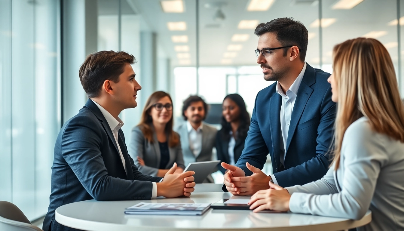 Headhunter Ingenieure beim Gespräch mit Bewerbern in einem modernen Büro.