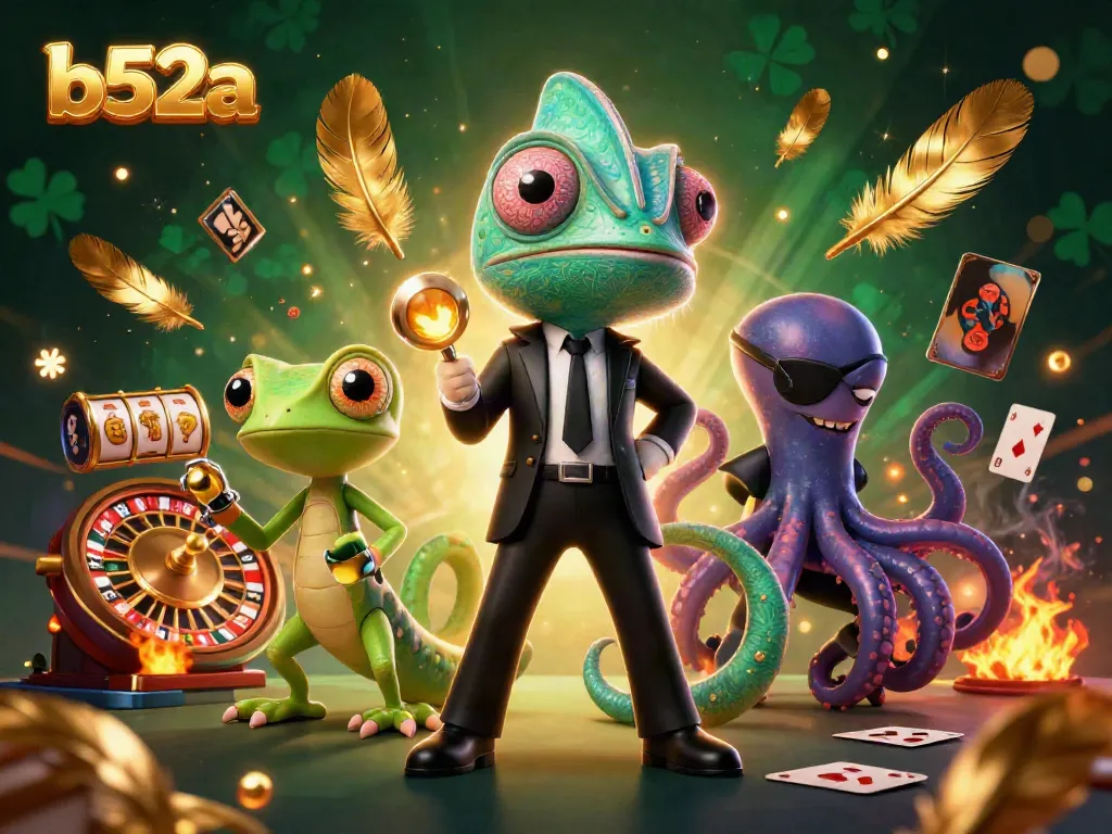Experience the thrilling gaming atmosphere at b52a with a colorful illustration showcasing a unique casino scene.