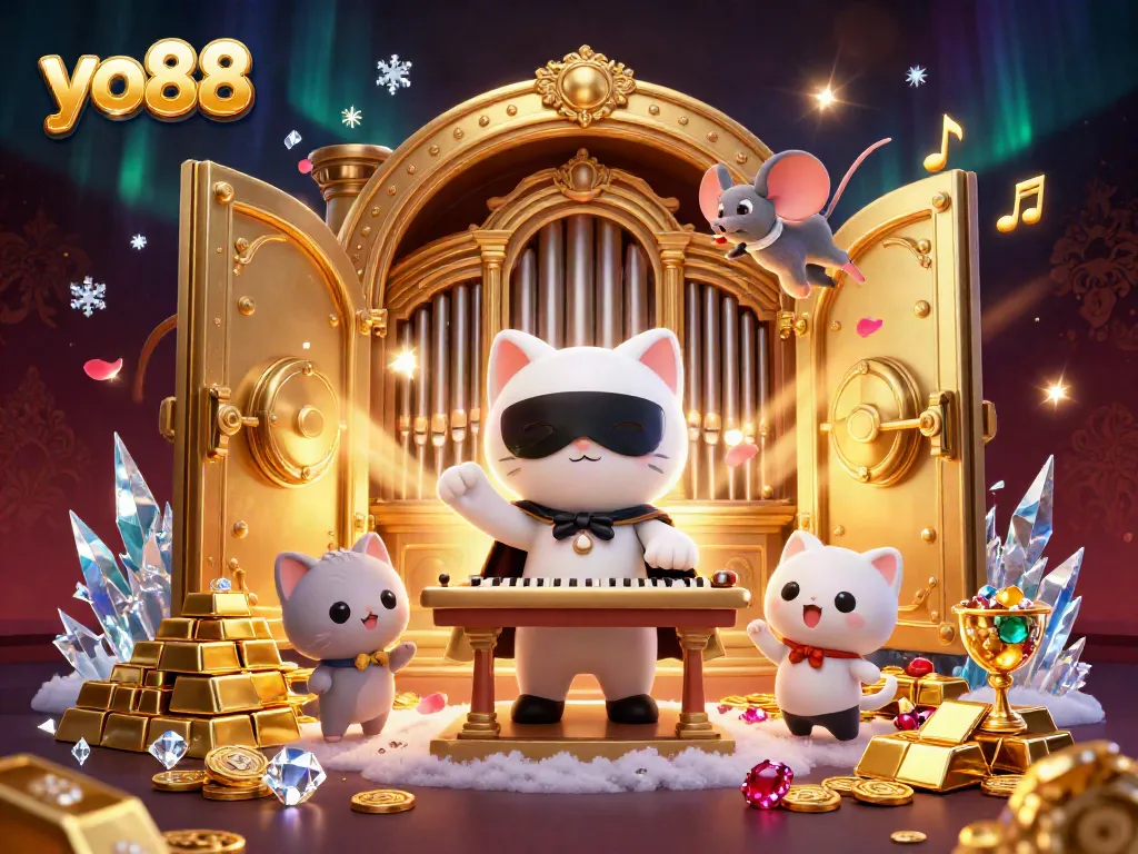 Experience the thrilling ambiance of yo88 with a magical casino scene featuring vibrant characters and treasure.