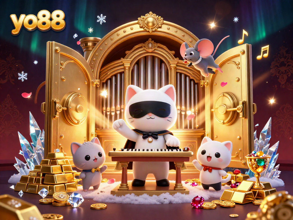 Experience the thrilling ambiance of yo88 with a magical casino scene featuring vibrant characters and treasure.