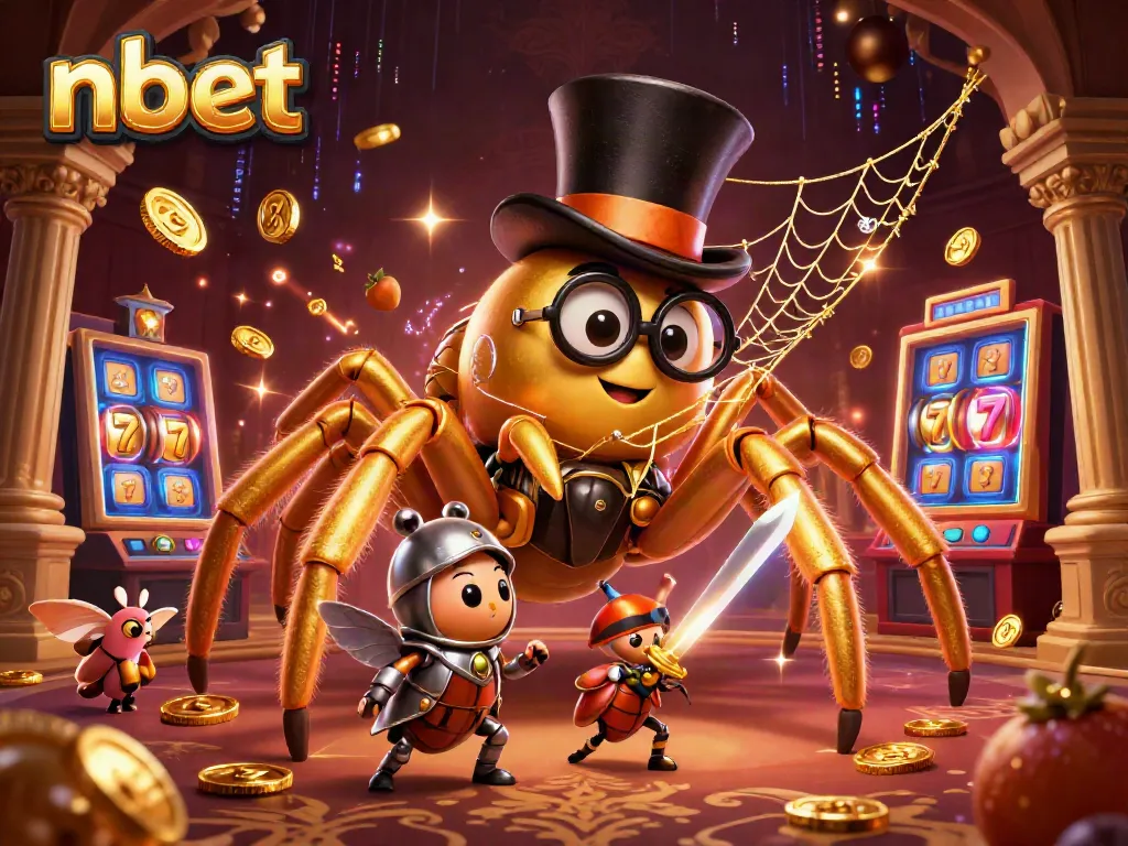 Experience thrilling gameplay with nbet's golden spider weaving a jackpot web in an exciting online casino.