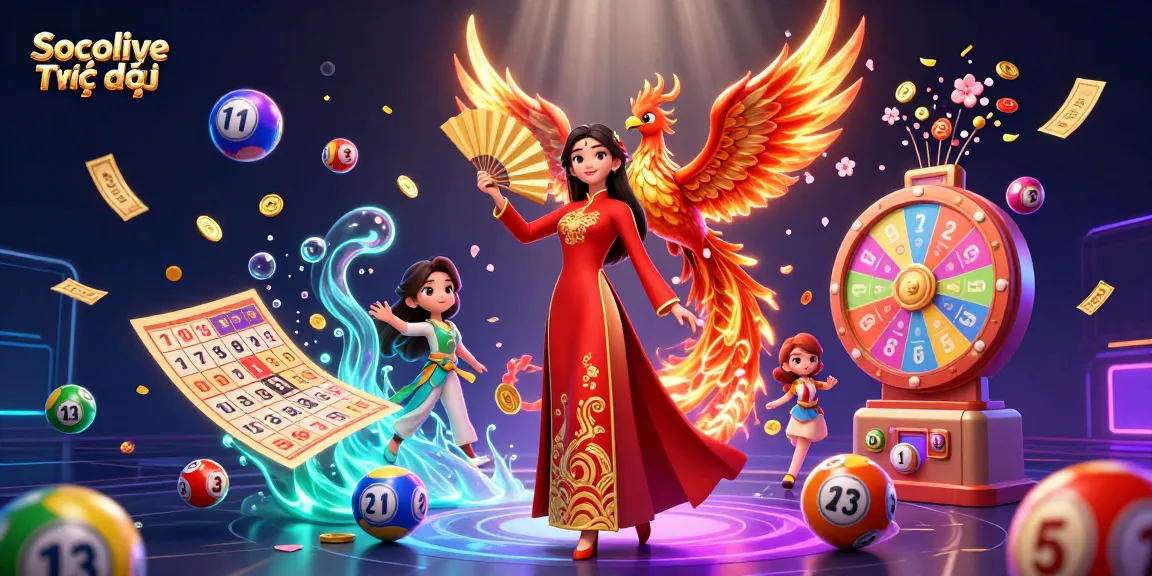 Experience Socolive trực tiếp with vibrant visuals of a 3D woman in ao dai and dynamic betting elements.