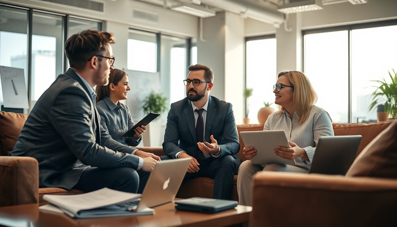 Headhunter Ingenieure in einem Teammeeting mit Ingenieuren über Karrieremöglichkeiten.
