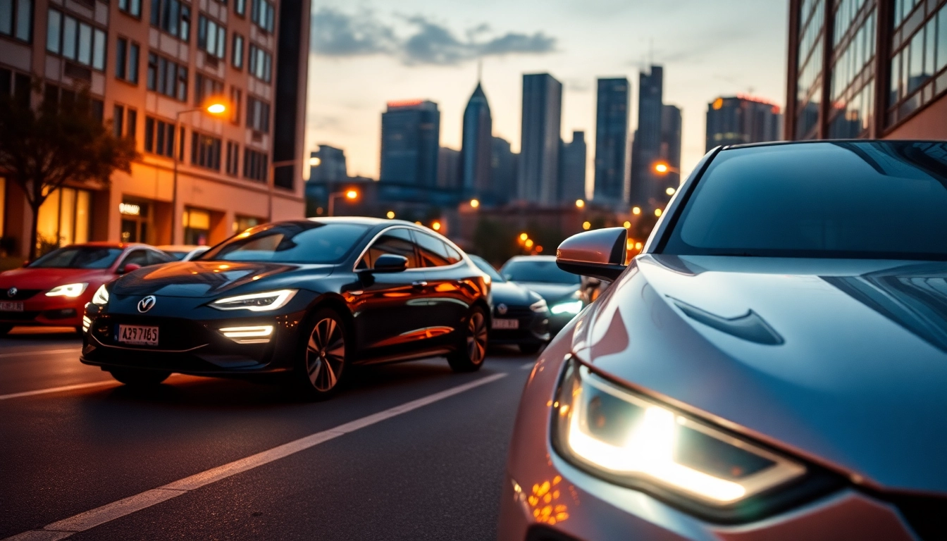 Elektroautos auf einer belebten Straße, deren futuristisches Design und umweltfreundliche Technologie hervorstechen.