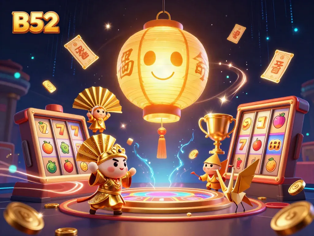 Engage with B52 casino excitement featuring winning slots and dynamic golden elements.