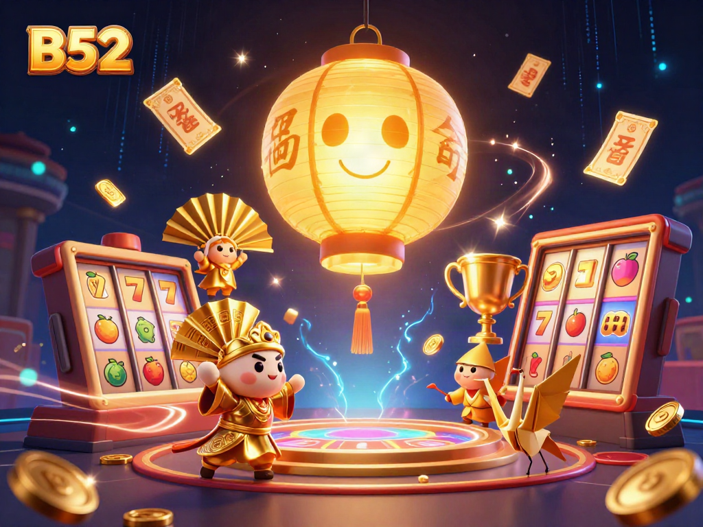 Engage with B52 casino excitement featuring winning slots and dynamic golden elements.