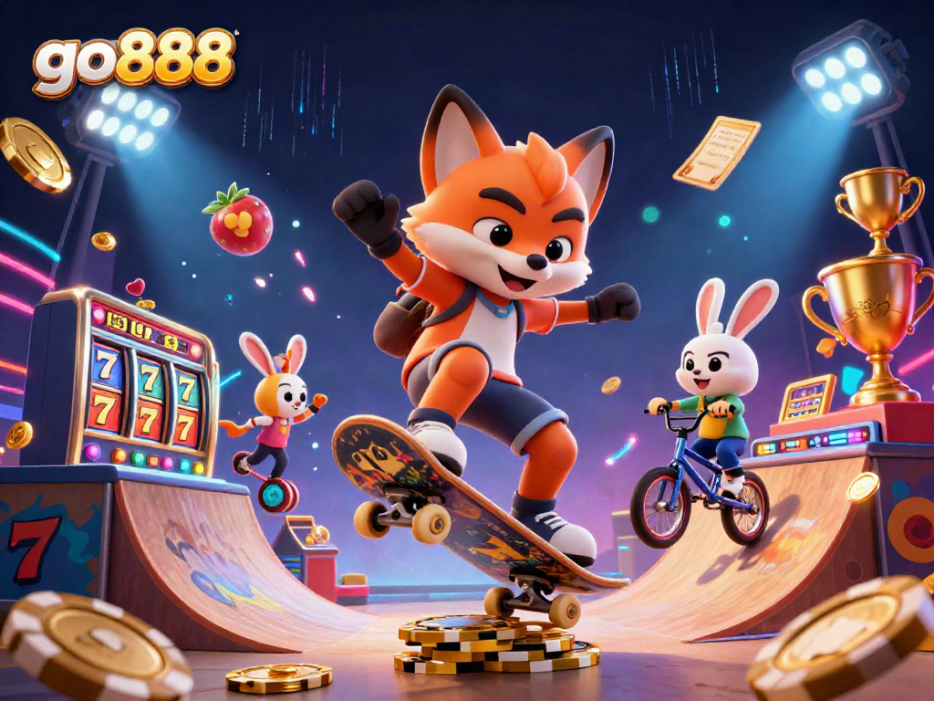 Experience the excitement of go888 with dynamic 3D casino characters and vibrant gaming elements.