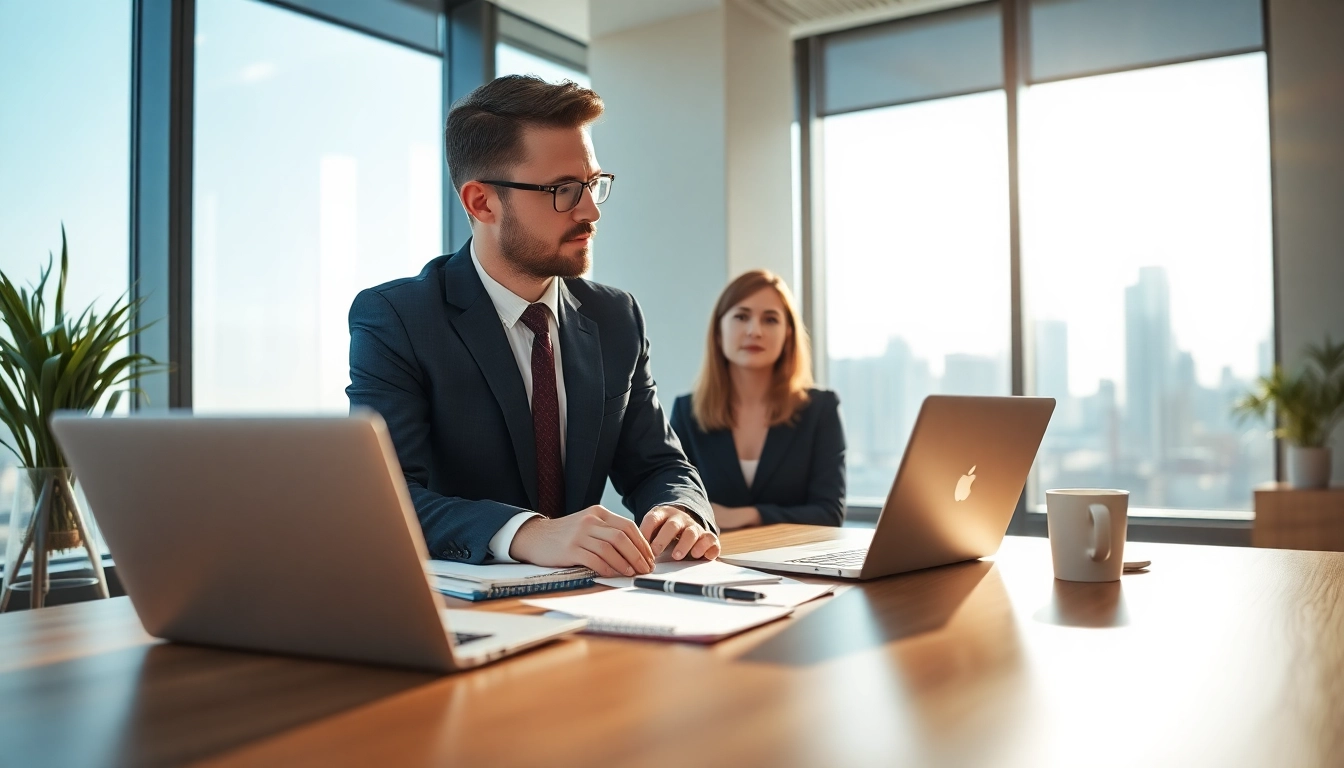 Headhunter IT engagiert im Gespräch mit einem Kandidaten in einem modernen Büro.