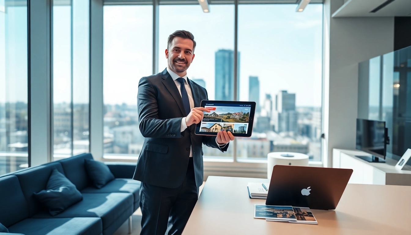 Immobilienmakler Frankfurt Eckenheim präsentiert moderne Immobilien in einem professionellen Büro.
