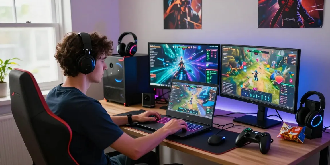 Engaging online gaming experience on https://gemwin.pics/ with vibrant setup and accessories.